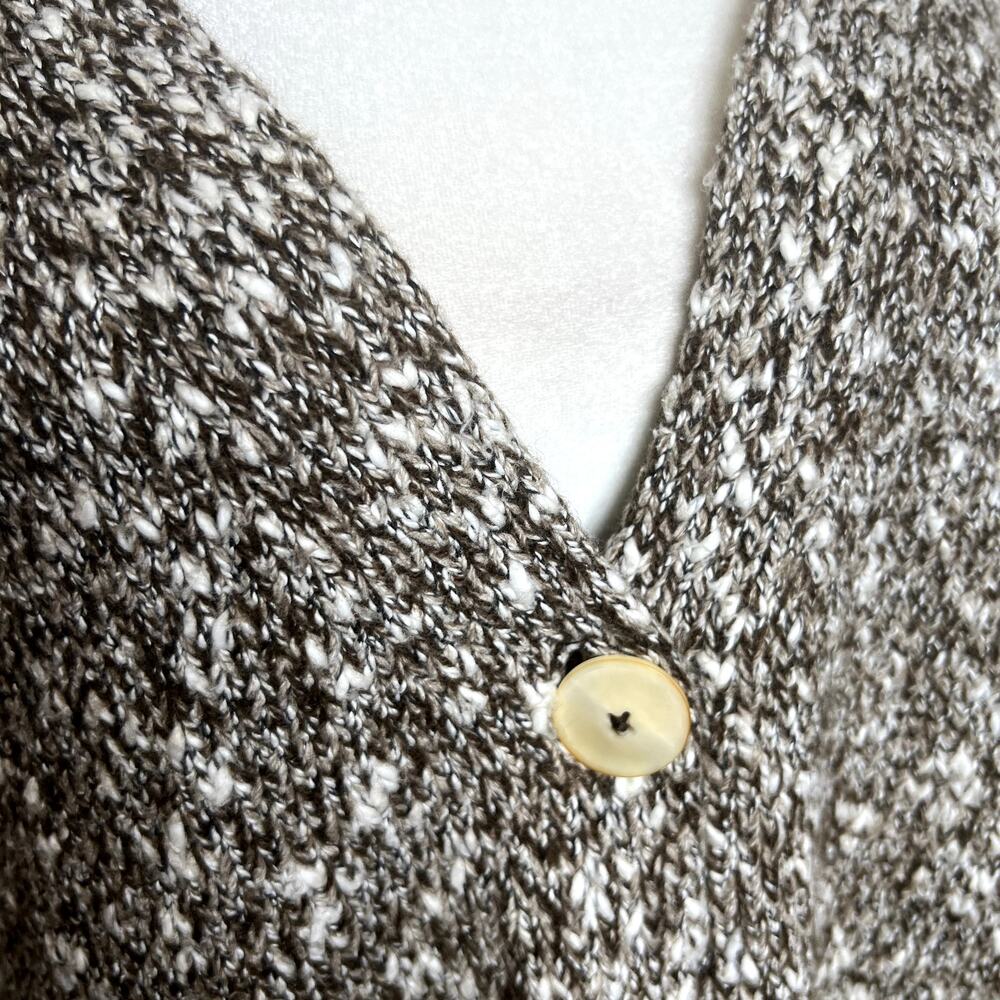 PURE JILL Women's Chunky Braided Knit Cardigan Sweater Single Button Brown Large - Picture 11 of 15